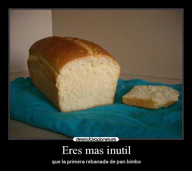 Eres mas inutil - que la primera rebanada de pan bimbo