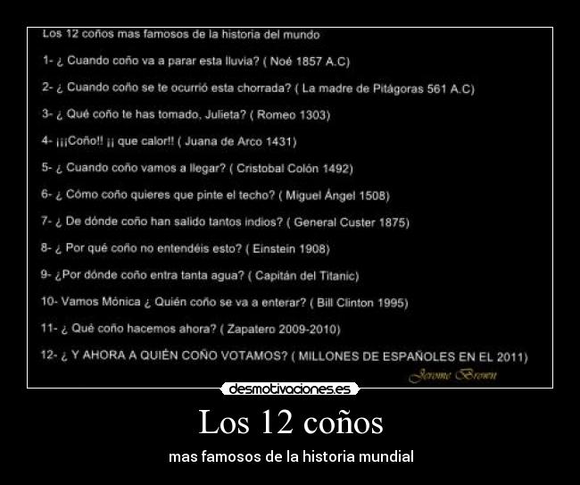 Los 12 coños -