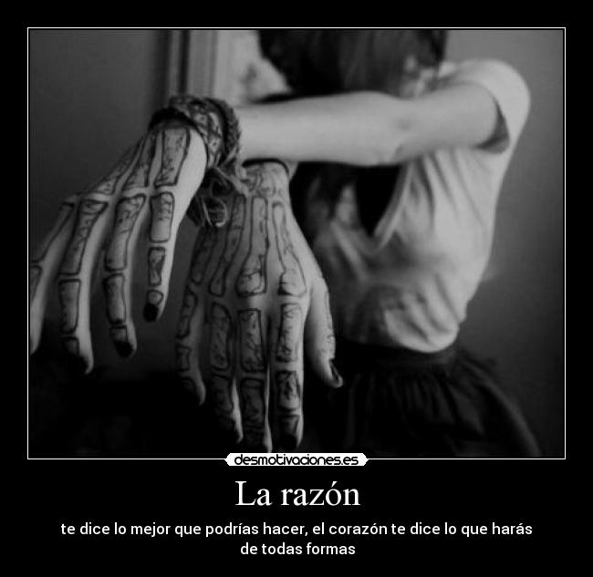 La razón - te dice lo mejor que podrías hacer, el corazón te dice lo que harás de todas formas