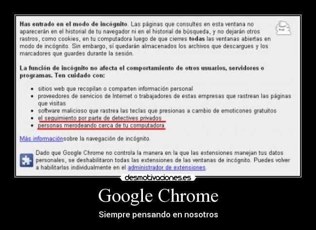 Google Chrome - Siempre pensando en nosotros