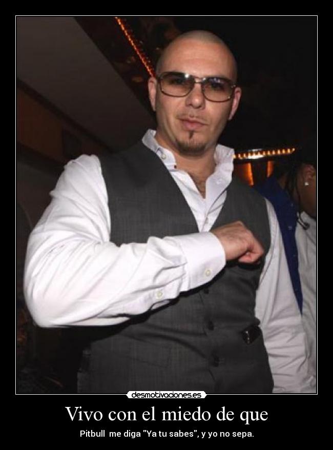 Vivo con el miedo de que - Pitbull me diga Ya tu sabes, y yo no sepa.