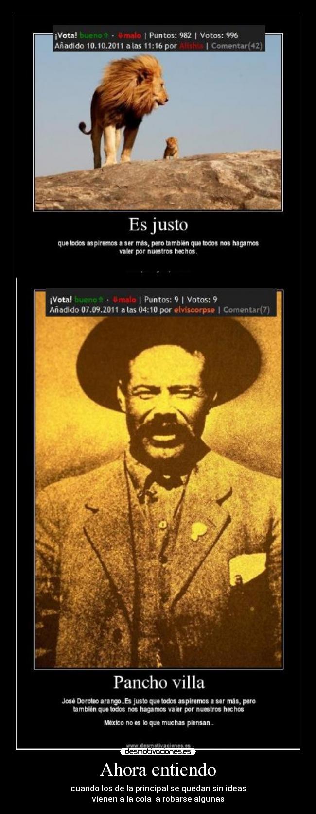 Ahora entiendo - cuando los de la principal se quedan sin ideas
vienen a la cola a robarse algunas