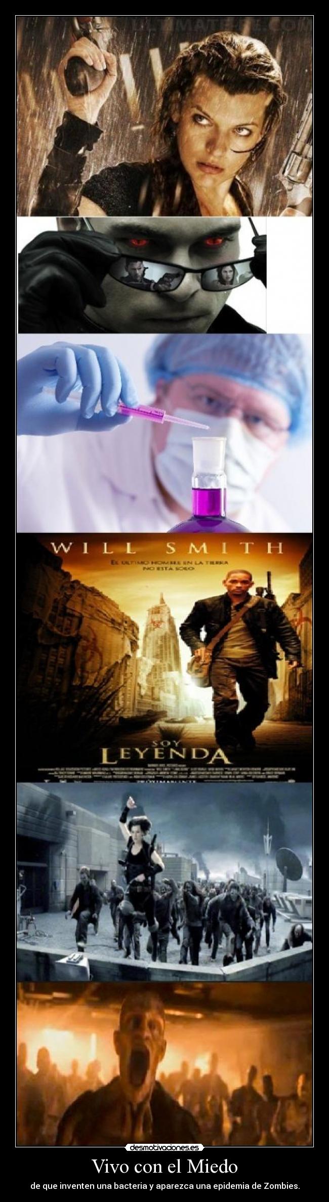 Vivo con el Miedo - de que inventen una bacteria y aparezca una epidemia de Zombies.