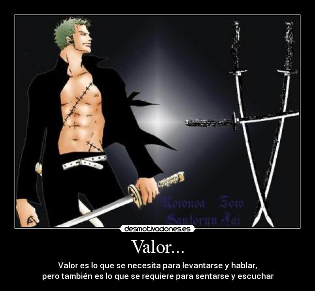 carteles one piece zoro valor bombay deja acosarme desmotivaciones