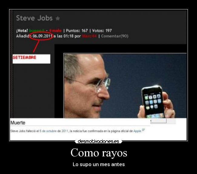 Como rayos - Lo supo un mes antes
