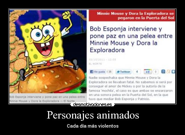 Personajes animados - Cada día más violentos