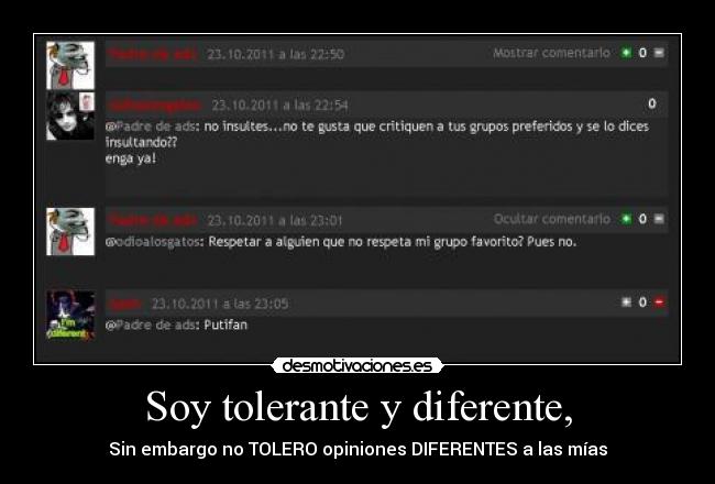 Soy tolerante y diferente, -
