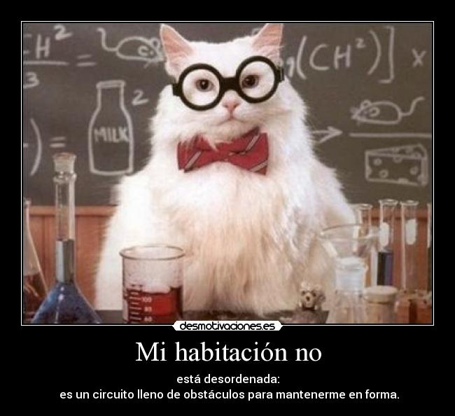 Mi habitación no - está desordenada:
 es un circuito lleno de obstáculos para mantenerme en forma.