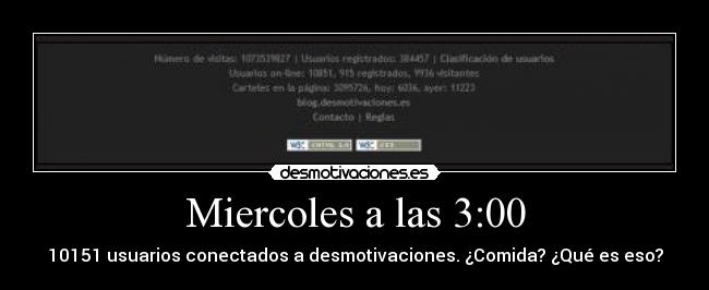 Miercoles a las 3:00 - 10151 usuarios conectados a desmotivaciones. ¿Comida? ¿Qué es eso?