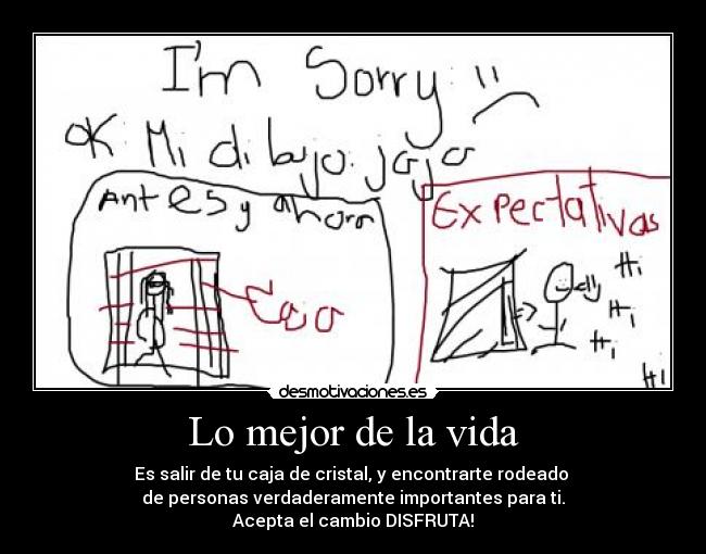 Lo mejor de la vida - Es salir de tu caja de cristal, y encontrarte rodeado
de personas verdaderamente importantes para ti.
Acepta el cambio DISFRUTA!