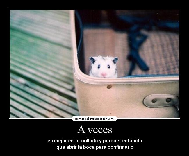 A veces - es mejor estar callado y parecer estúpido
que abrir la boca para confirmarlo