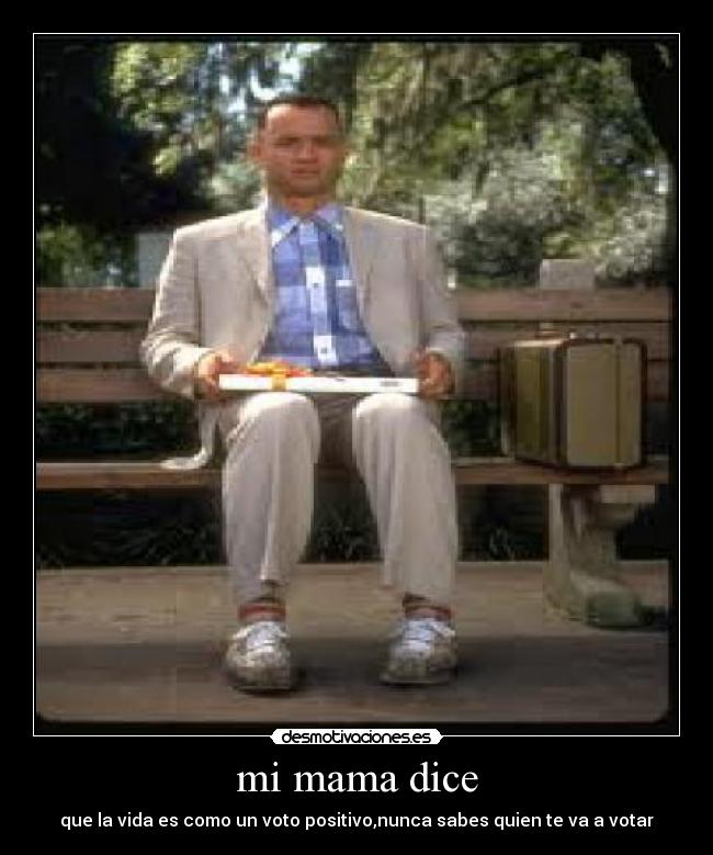 mi mama dice - que la vida es como un voto positivo,nunca sabes quien te va a votar