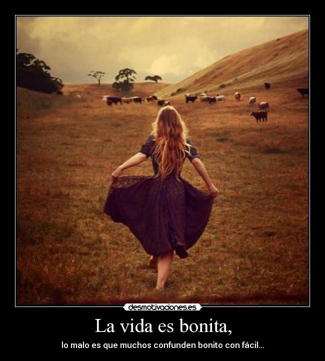 La vida es bonita, - lo malo es que muchos confunden bonito con fácil...