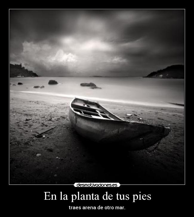 En la planta de tus pies - traes arena de otro mar.