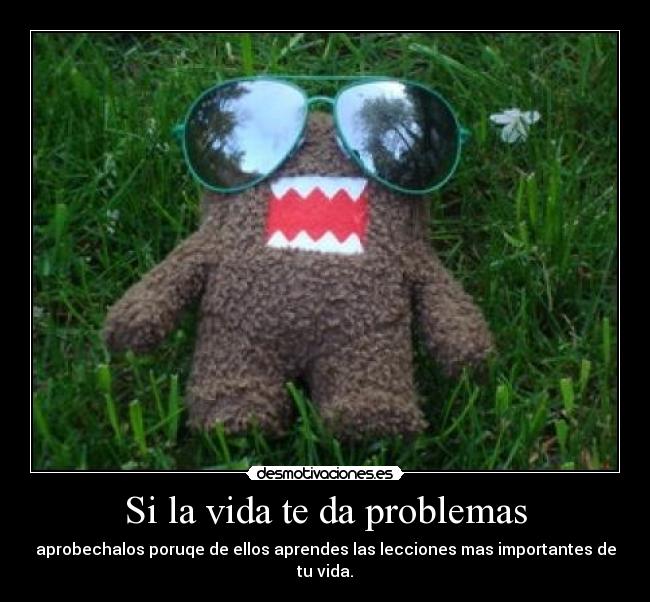 Si la vida te da problemas - aprobechalos poruqe de ellos aprendes las lecciones mas importantes de tu vida.