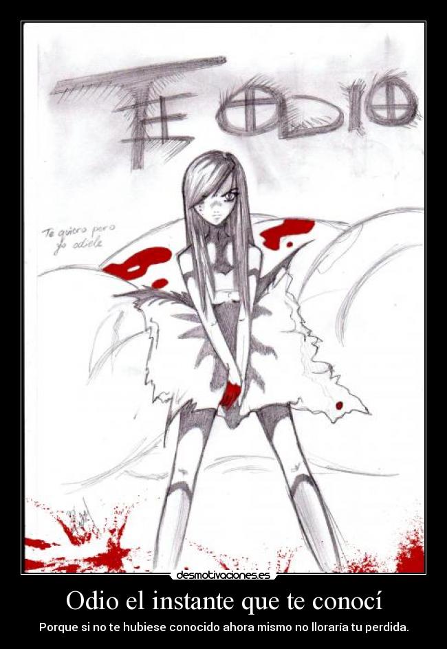Odio el instante que te conocí - Porque si no te hubiese conocido ahora mismo no lloraría tu perdida.