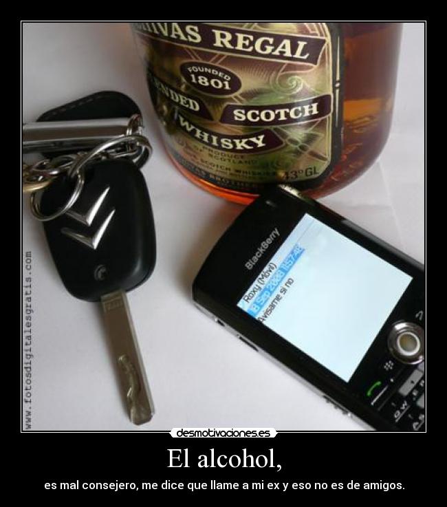 El alcohol, -