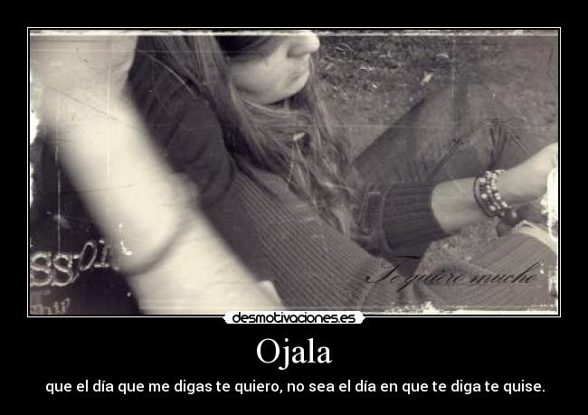 Ojala - que el día que me digas te quiero, no sea el día en que te diga te quise.