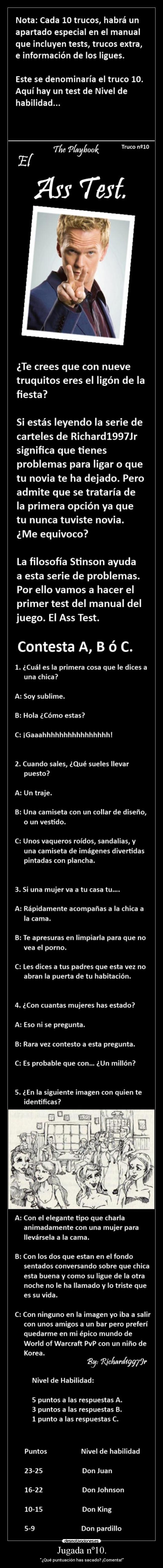 carteles jugada numero barney stinson playbook richard1997jr tetas ass test desmotivaciones