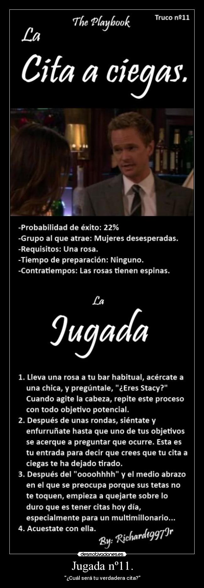 carteles jugada numero barney stinson playbook richard1997jr tetas cita ciegas desmotivaciones