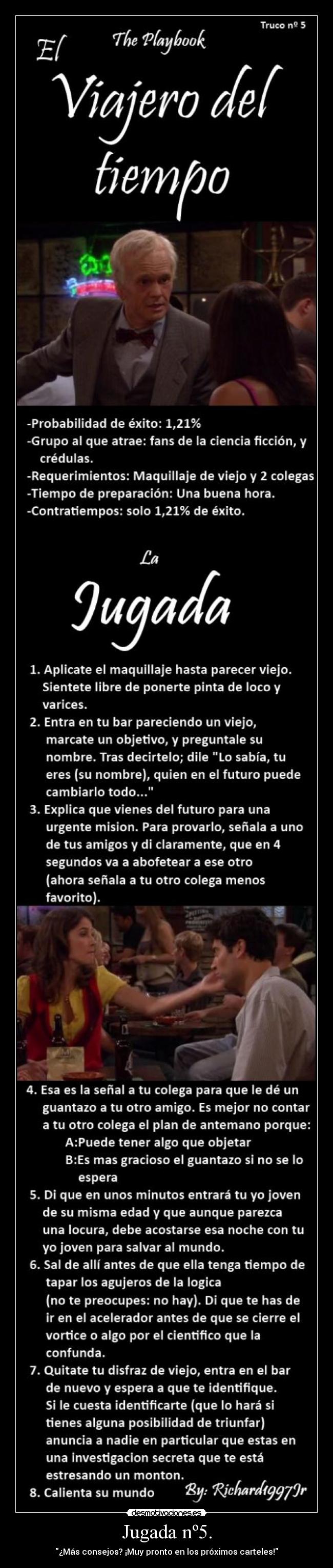 carteles jugada n barney stinson playbook richard1997jr tetas viajero del tiempo desmotivaciones