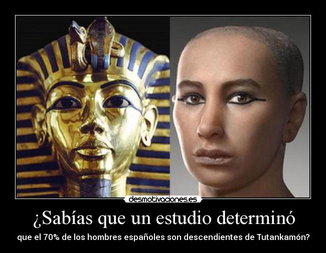 ¿Sabías que un estudio determinó - que el 70% de los hombres españoles son descendientes de Tutankamón?