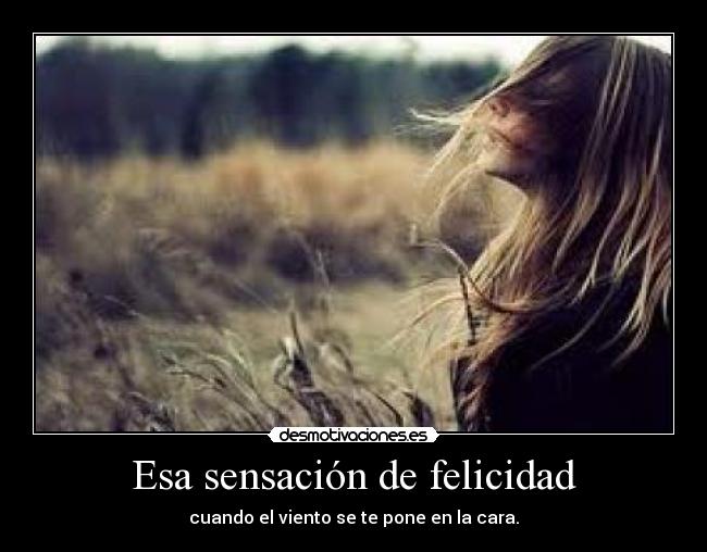 Esa sensación de felicidad - cuando el viento se te pone en la cara.