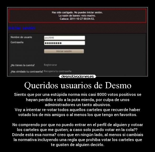 Queridos usuarios de Desmo - 