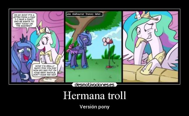 carteles pony hermana luna celistia mala luna triste desmotivaciones