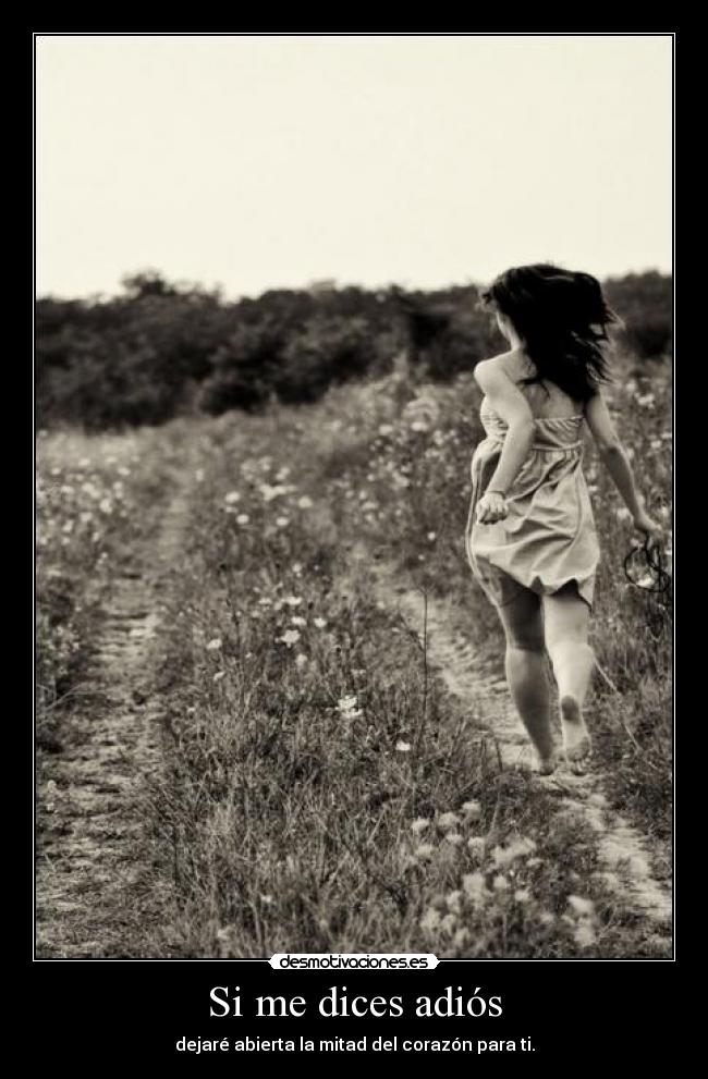 Si me dices adiós - dejaré abierta la mitad del corazón para ti.