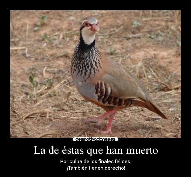 La de éstas que han muerto - Por culpa de los finales felices.
¡También tienen derecho!