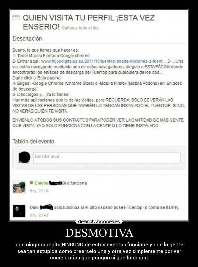 carteles tuenti desmotiva quien visita perfil desmotivaciones