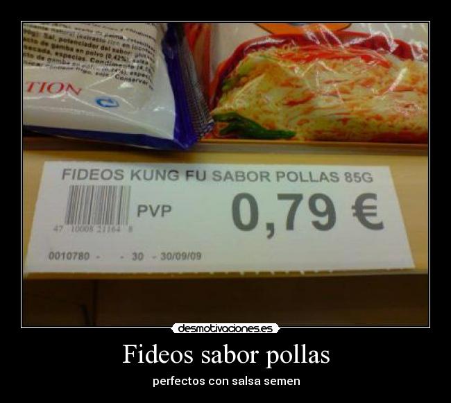 Fideos sabor pollas - perfectos con salsa semen