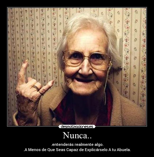 Nunca.. - .entenderás realmente algo.
.A Menos de Que Seas Capaz de Explicárselo A tu Abuela.