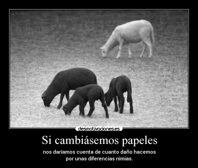 Si cambiásemos papeles - nos daríamos cuenta de cuanto daño hacemos
por unas diferencias nimias.