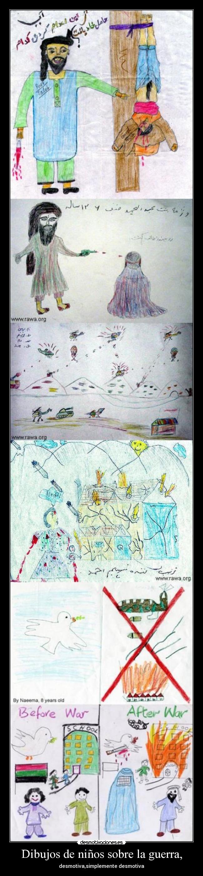 Dibujos de niños sobre la guerra, - 