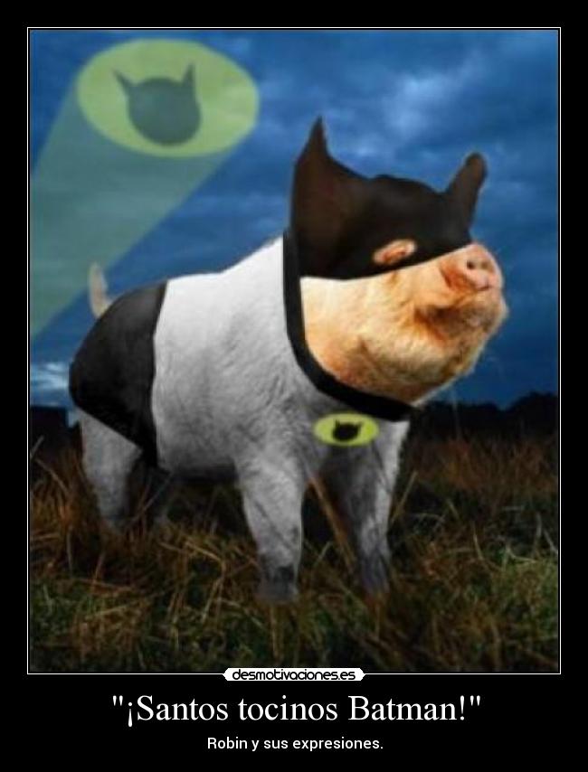 carteles batman robin tocino omnomnomnomnom caracoles hervidos bat bati puerco murcielago man religion bla desmotivaciones