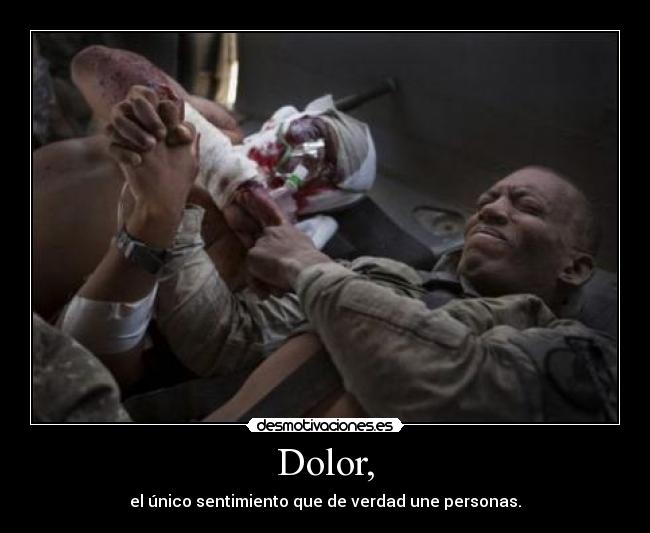 Dolor, - el único sentimiento que de verdad une personas.