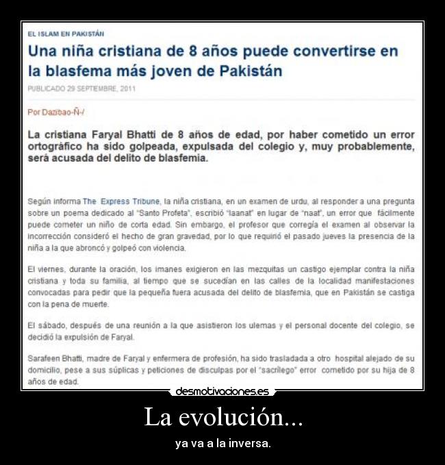 La evolución... - ya va a la inversa.