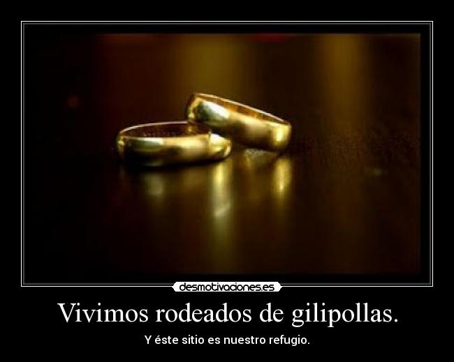 Vivimos rodeados de gilipollas. - Y éste sitio es nuestro refugio.