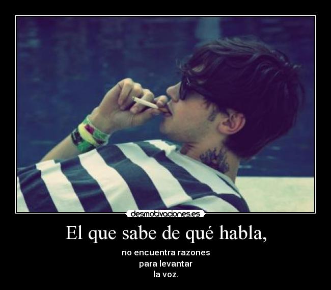 El que sabe de qué habla, - no encuentra razones
para levantar
la voz.
