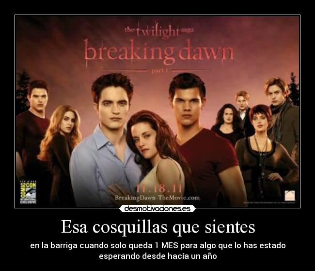 Esa cosquillas que sientes - en la barriga cuando solo queda 1 MES para algo que lo has estado
esperando desde hacía un año