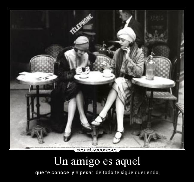 Un amigo es aquel - que te conoce y a pesar de todo te sigue queriendo.