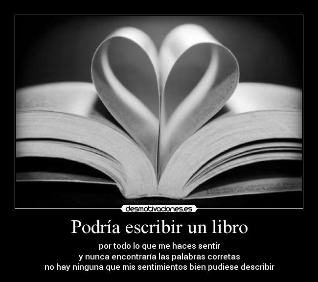 Podría escribir un libro - por todo lo que me haces sentir
y nunca encontraría las palabras corretas
no hay ninguna que mis sentimientos bien pudiese describir