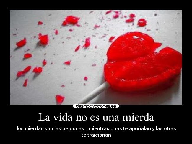 La vida no es una mierda - los mierdas son las personas... mientras unas te apuñalan y las otras te traicionan