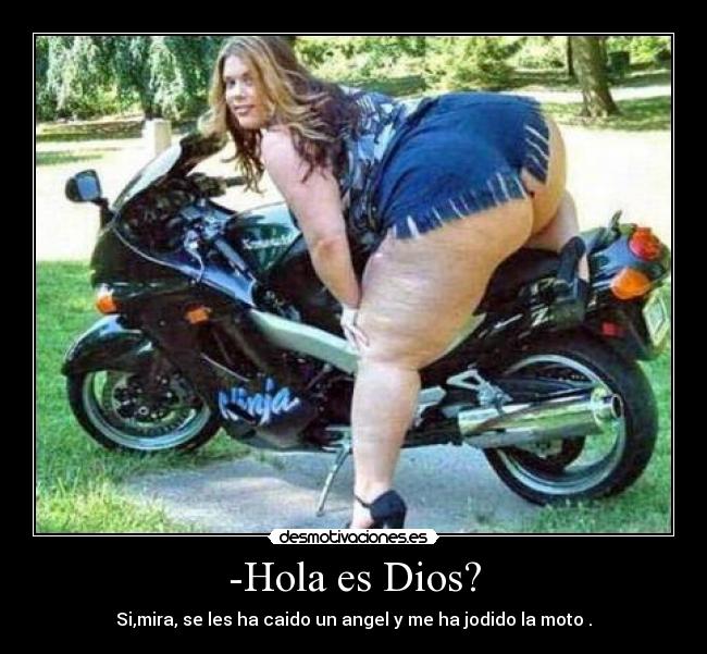 -Hola es Dios? - Si,mira, se les ha caido un angel y me ha jodido la moto .