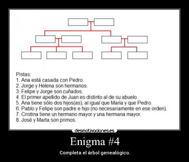 Enigma #4 - Completa el árbol genealógico.