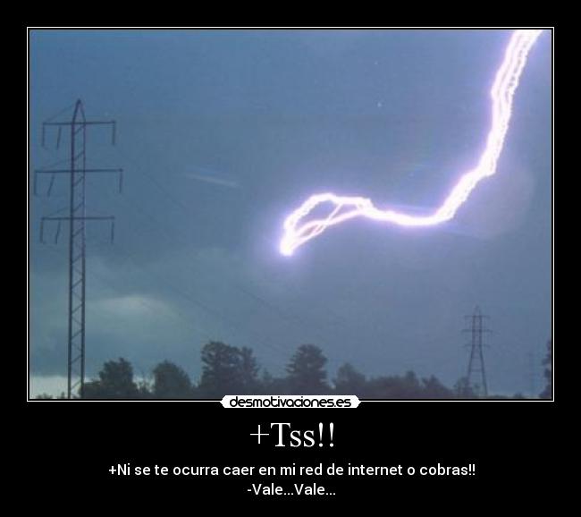 +Tss!! - +Ni se te ocurra caer en mi red de internet o cobras!!
-Vale...Vale...