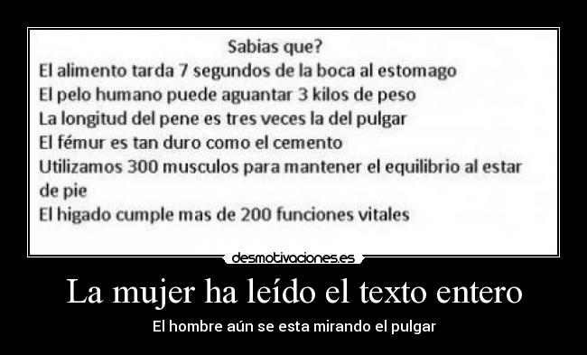 La mujer ha leído el texto entero -