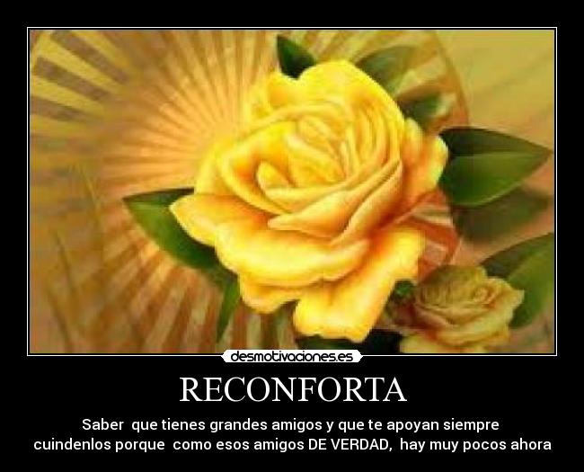 RECONFORTA - Saber que tienes grandes amigos y que te apoyan siempre
cuindenlos porque como esos amigos DE VERDAD, hay muy pocos ahora